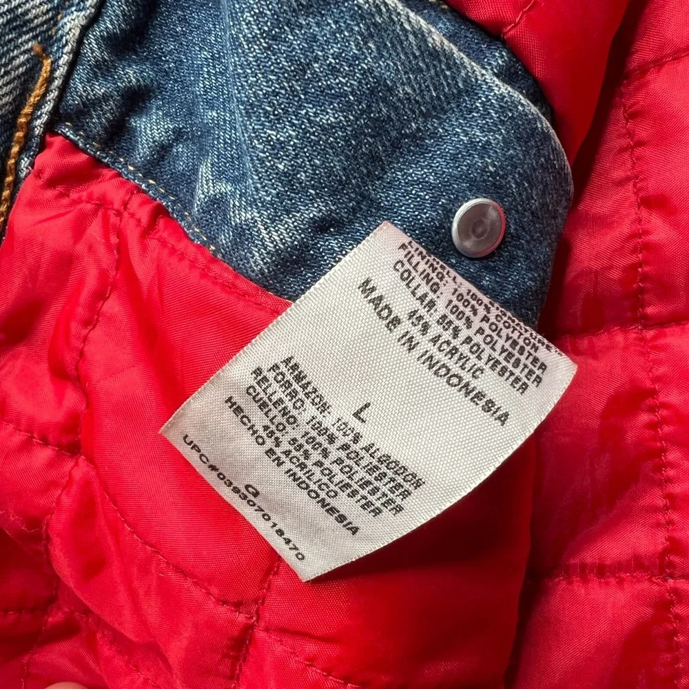 Levi's Strauss Signature Sherpa Lined Denim Trucker Jacket Men's L Blue Jean Red
